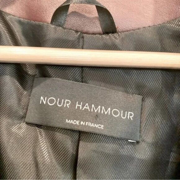 Nour Hammour Oxblood Red Erin Studded Real Leather Fitted Motorcycle Jacket - Picture 15 of 16